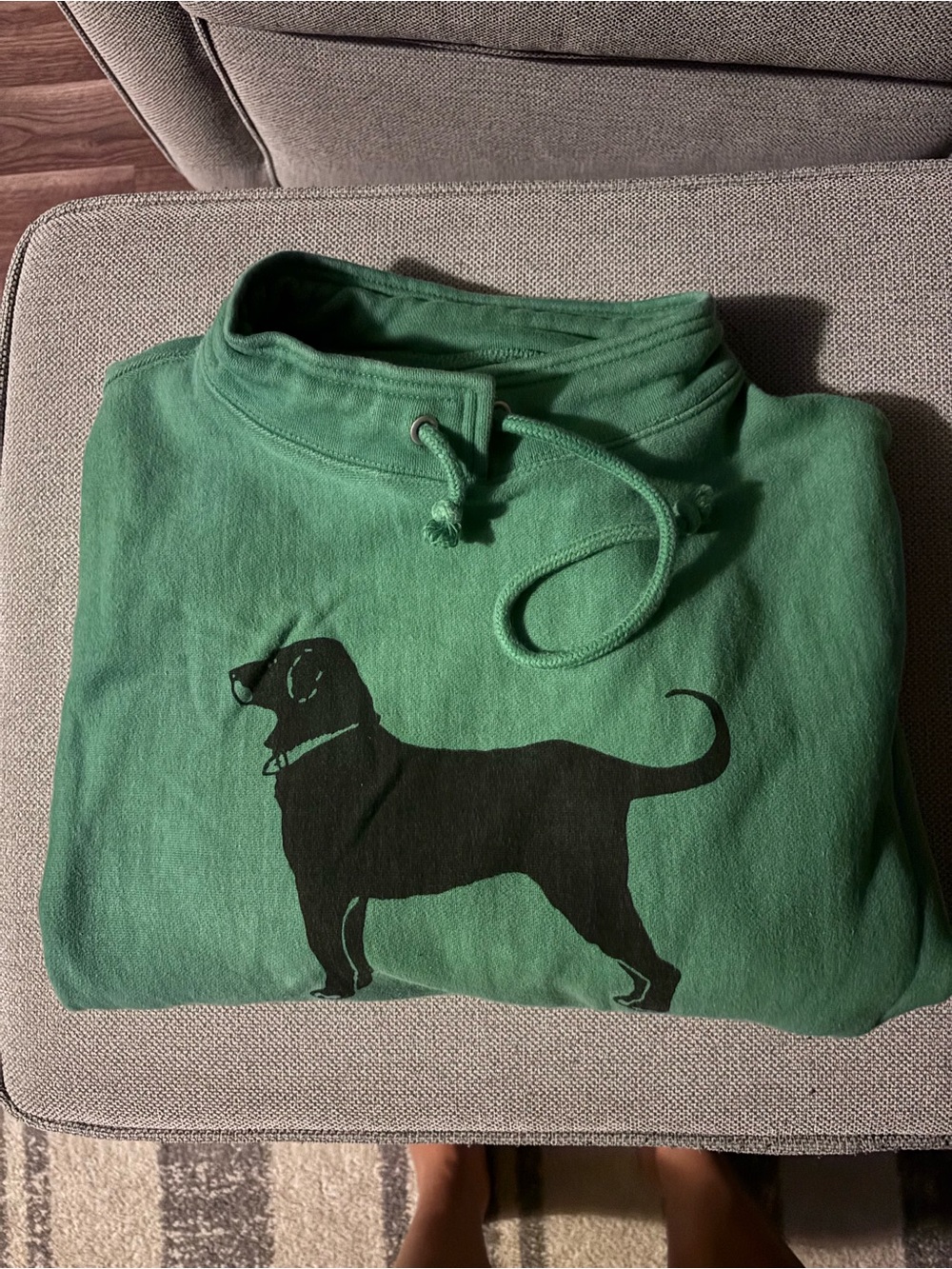 The Black Dog Green Pullover Hoodie with Black Dog Silhouette